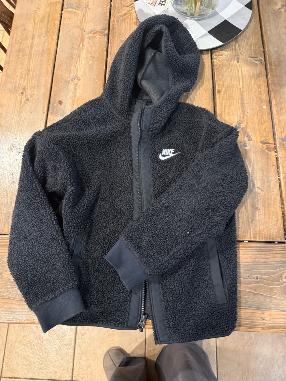 Nike Kids Black Sherpa Hooded Zip Jacket